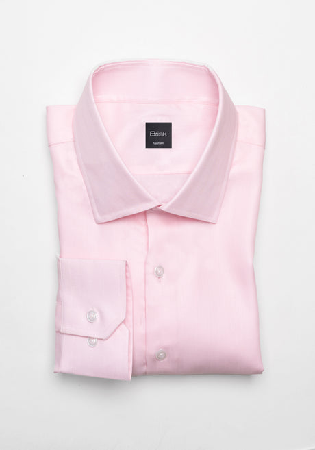 Egyptian Pastel Pink Herringbone Shirt - Cutaway Classic Collar