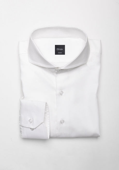 Egyptian Pearl White Pinpoint Shirt - Cutaway Extreme Collar