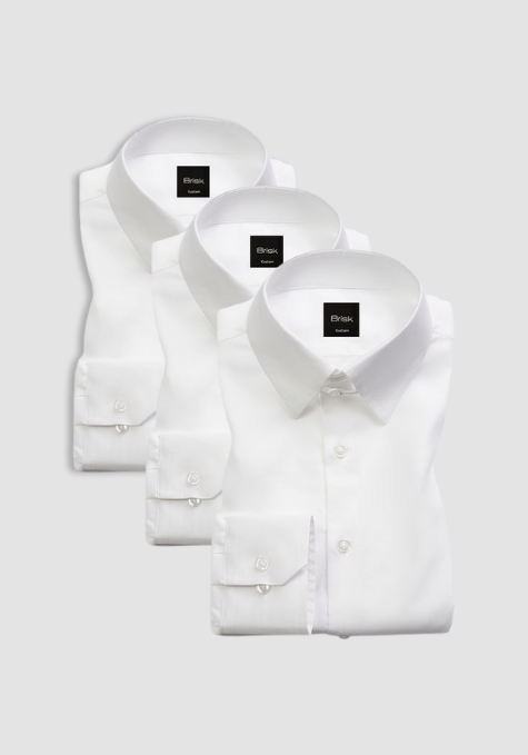 Egyptian White Tab Collar Shirts - 3 Pack Bundle