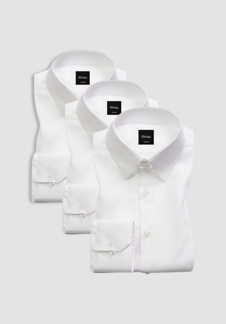 Egyptian White Tab Collar Shirts - 3 Pack Bundle