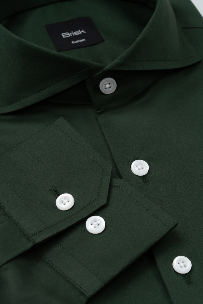 Emerald Green Easy-Care Sateen Shirt 14 / Modern