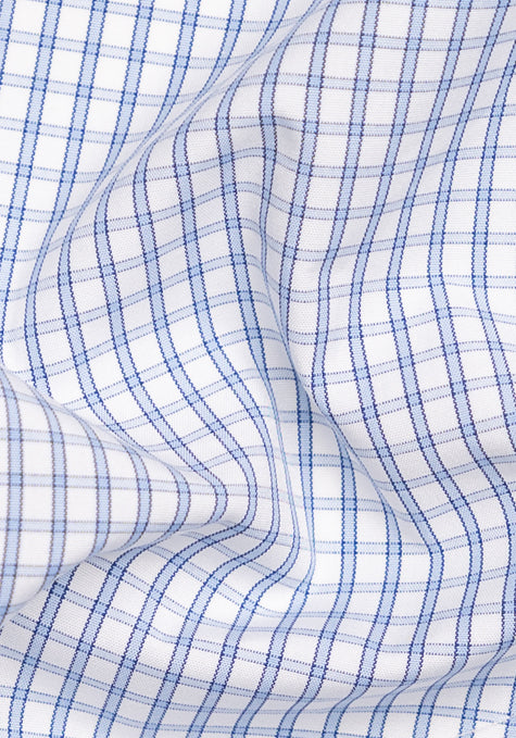 Classic Blue Checkered Cotton/Poly - Wrinkle Resistant