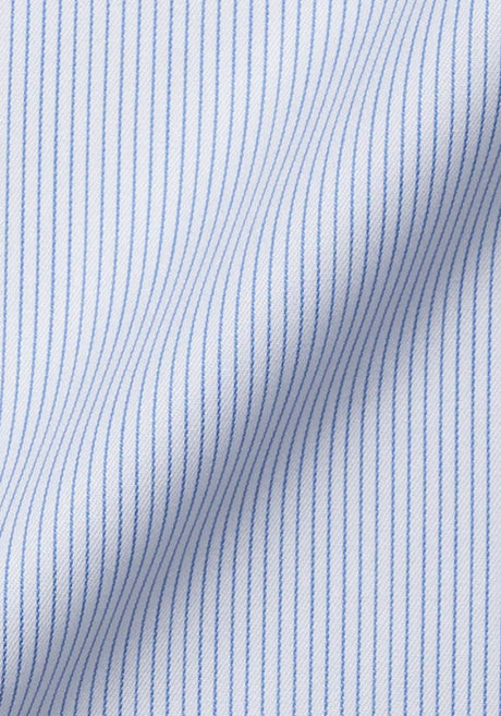 Close-up of blue and white striped fabric