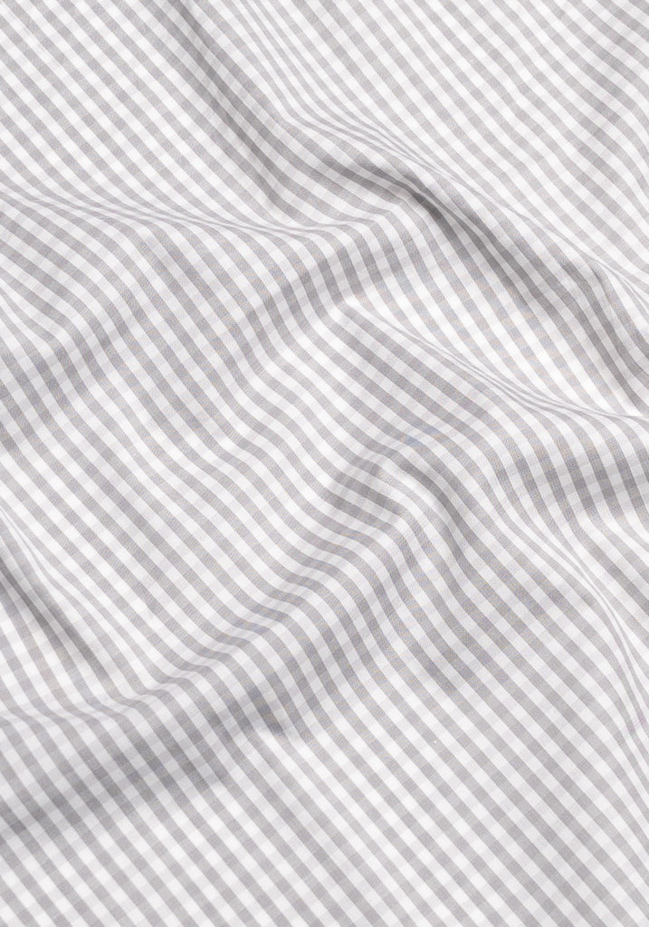 Fine Grey Gingham Stretch - Wrinkle Resistant