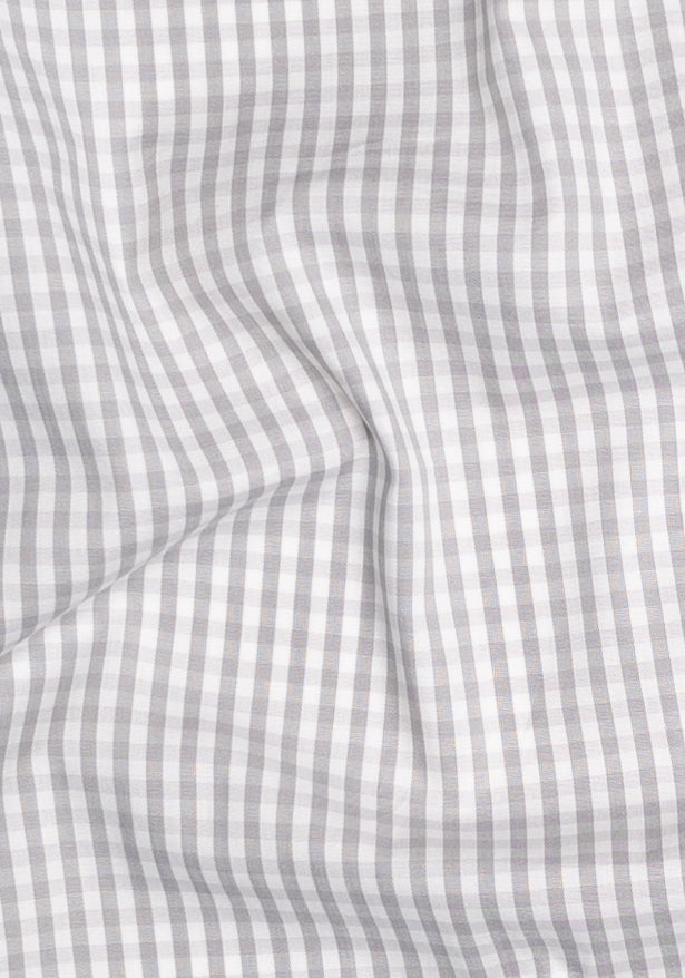 Fine Grey Gingham Stretch - Wrinkle Resistant