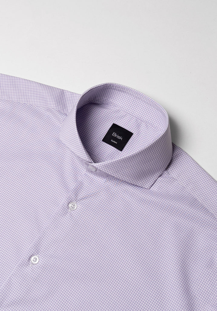 Fine Lavender Mini Gingham Stretch Shirt - Wrinkle Resistant