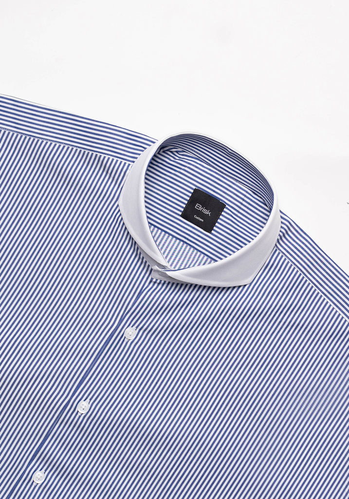 Fine Navy Blue Stripes Shirt - Wrinkle Resistant-