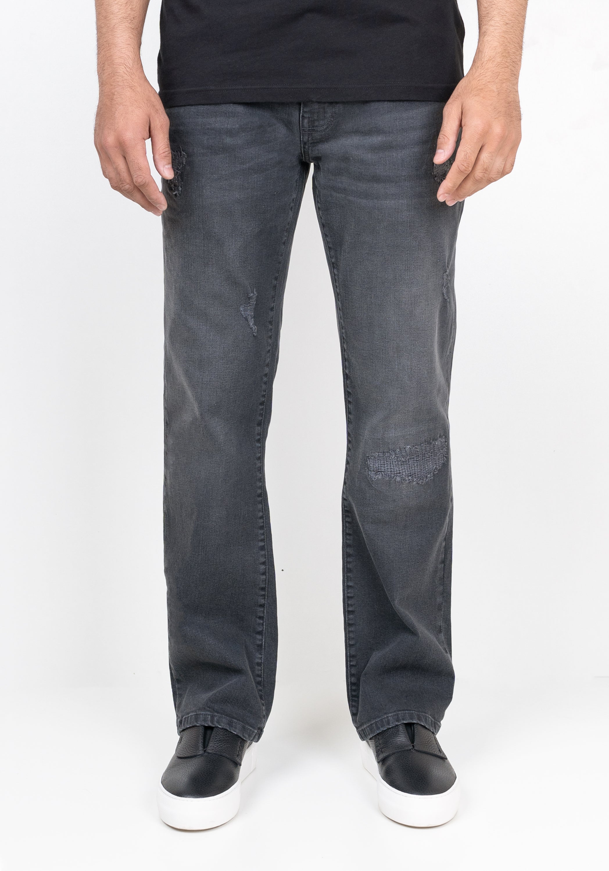 Charcoal Grey Rip & Repair Straight Fit Jeans - Clay – Brisk | Shirts ...