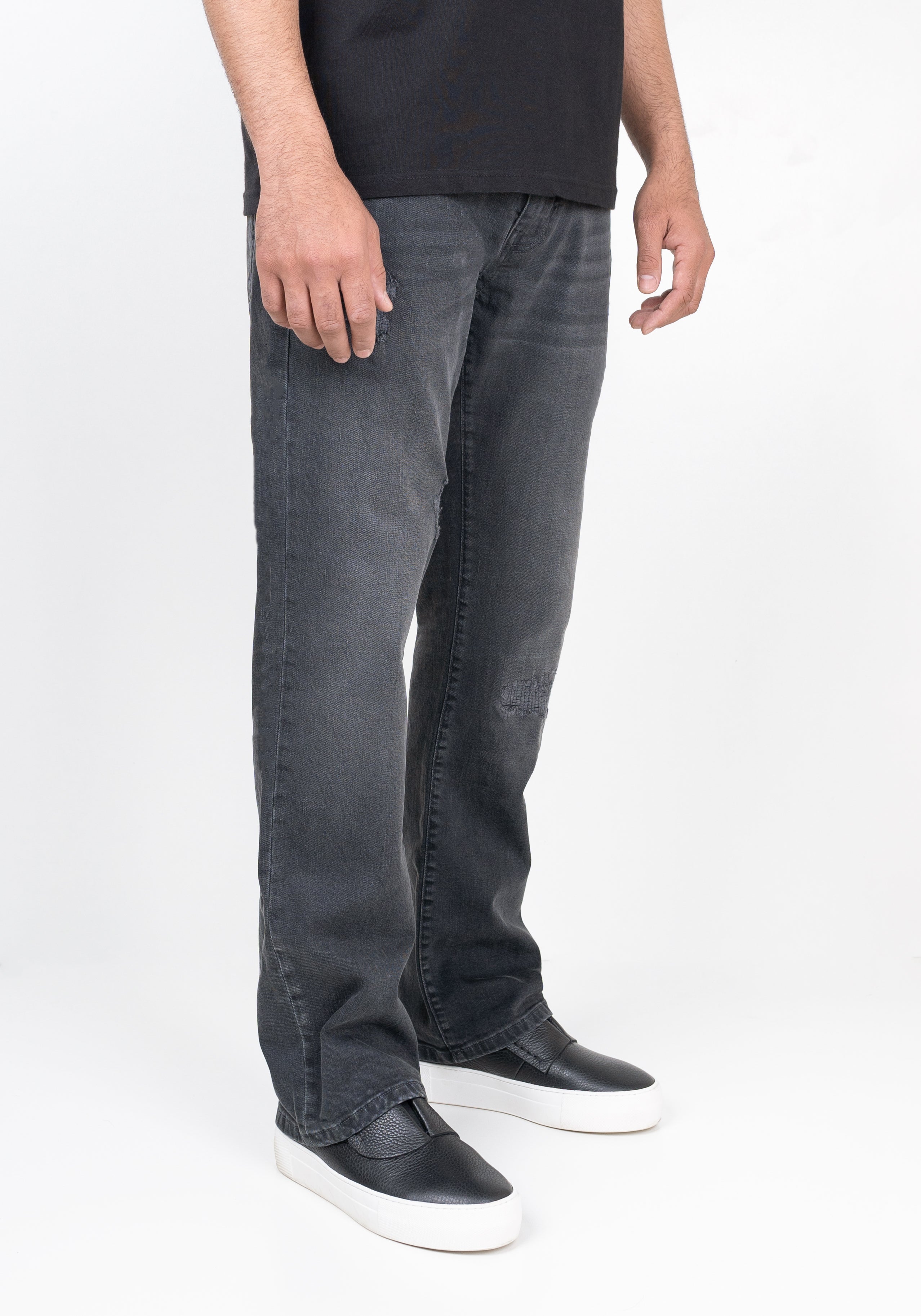 Charcoal Grey Rip & Repair Straight Fit Jeans - Clay – Brisk | Shirts ...