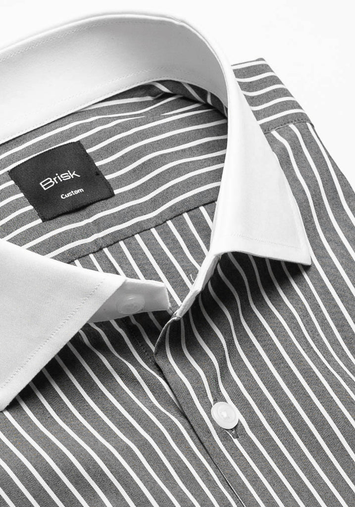 Gray Chambray Performance Stretch-Stripes-Shirt