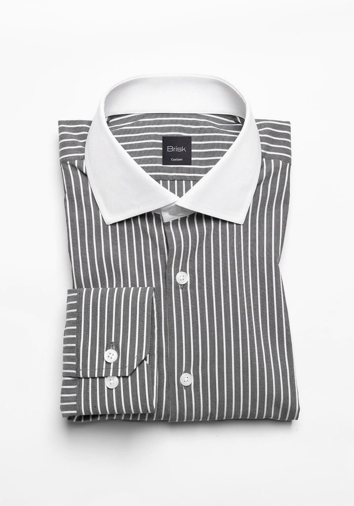 Gray Chambray Performance Stretch Stripes--Shirt