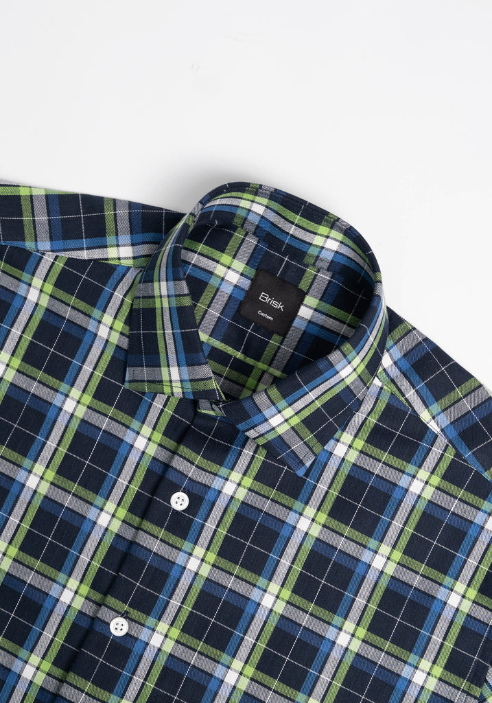 Green Blue Fine Tartan Flannel Shirt-2