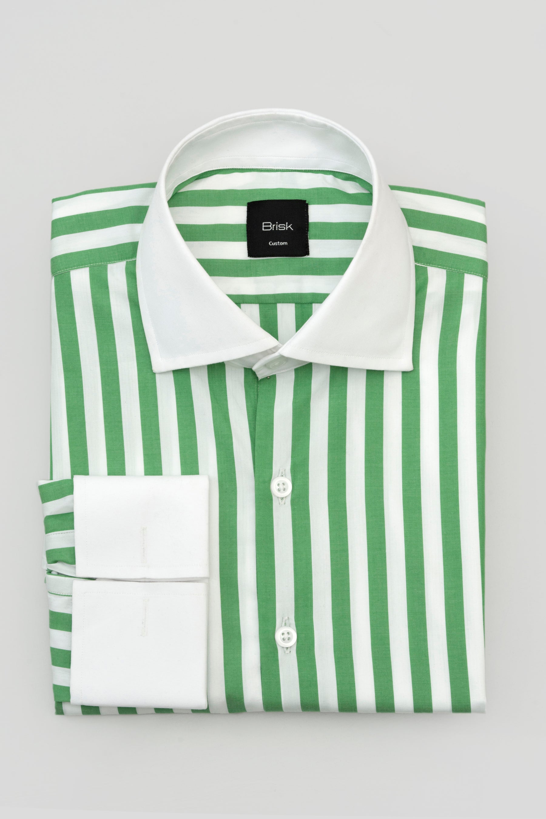 Green Bold Striped Pima Cotton Shirt