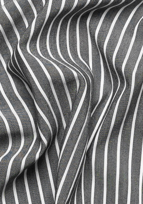 Grey Chambray Performance-Stretch Stripes 