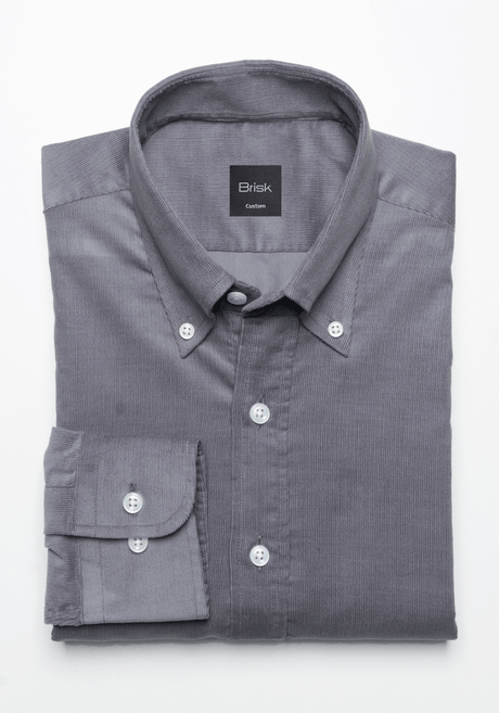 Grey Fine Wale Corduroy Shirt