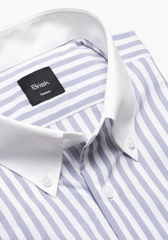 Grey Performance Stretch Stripes--Shirt