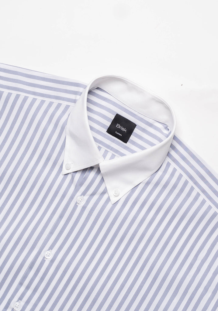Grey Performance Stretch Stripes-Shirt