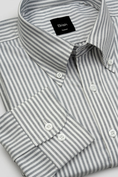 Grey Striped Oxford Two-Ply Shirt-1