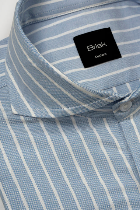 Light Blue Wide Striped Oxford Shirt-2