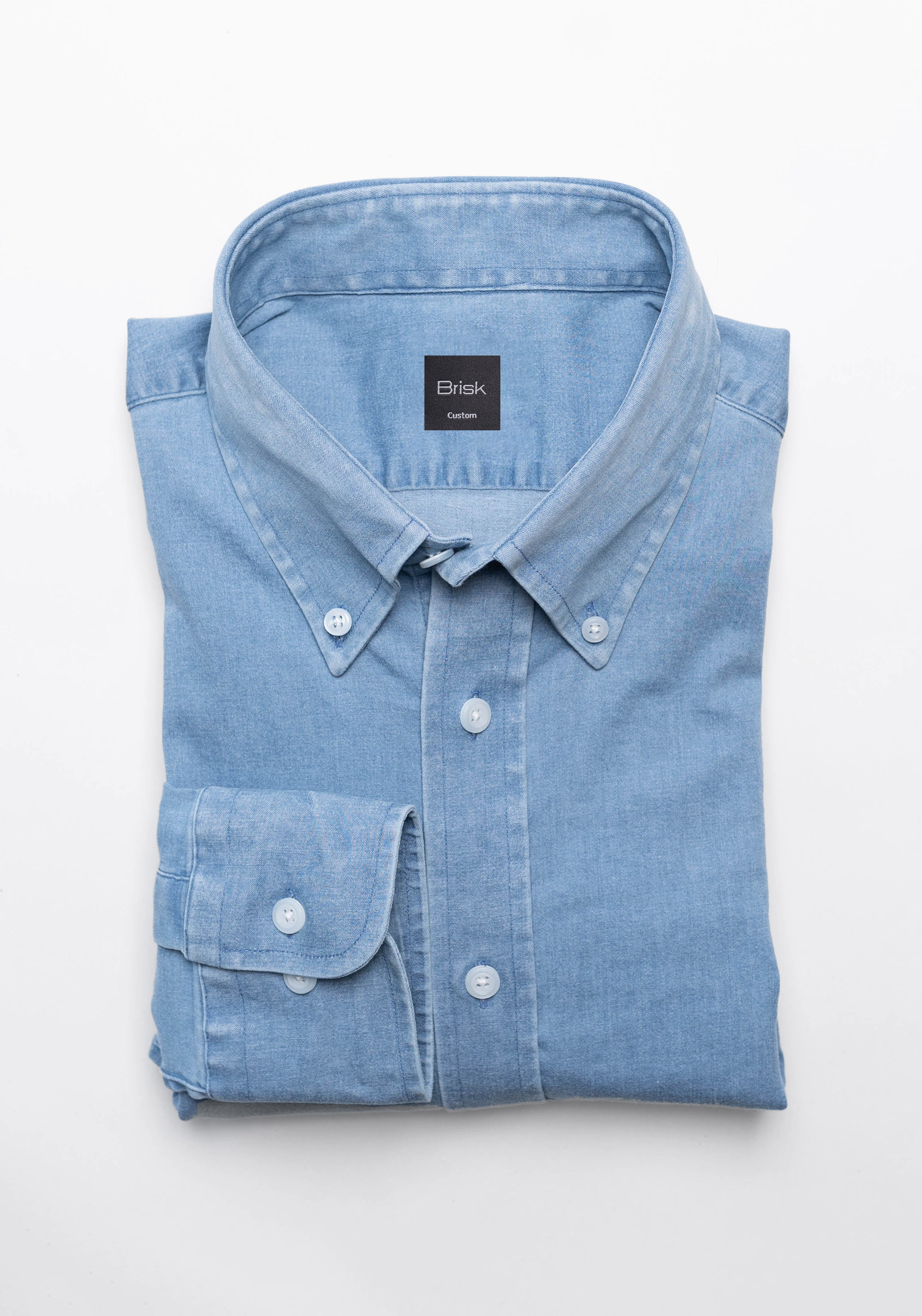 Light Wash Denim Shirt - Button Down Collar 17 / Slim Light Wash Denim Shirt - Button Down Collar 17 / Slim