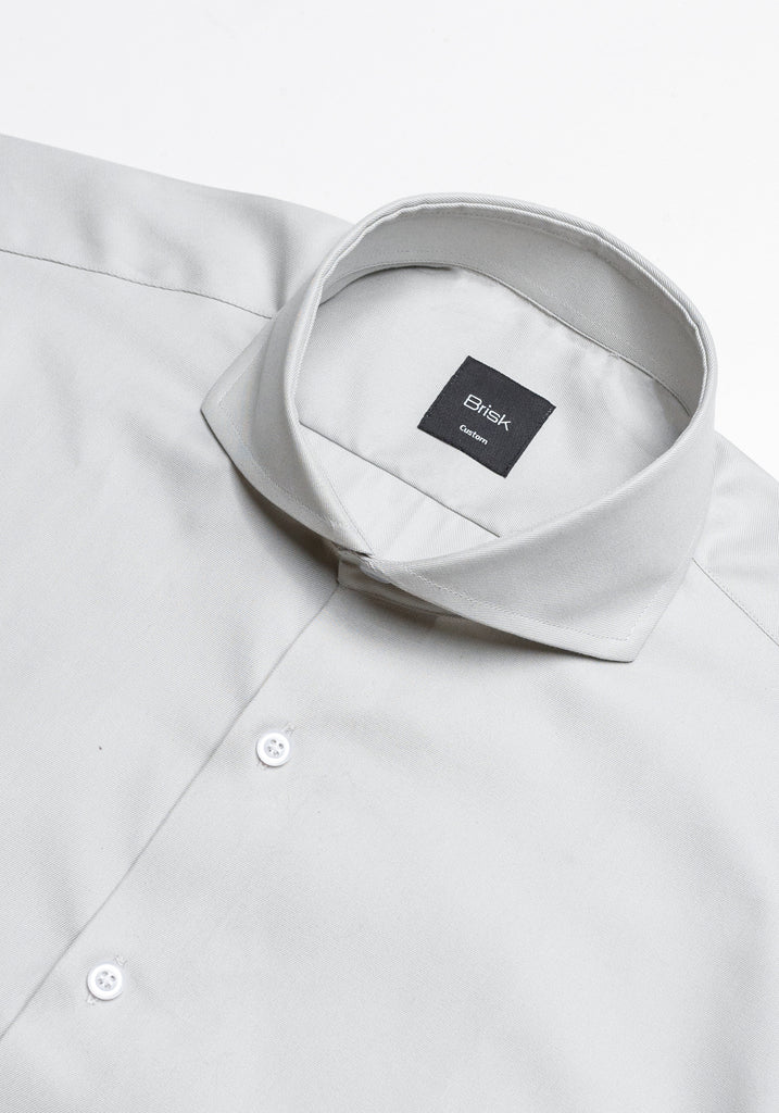 Light Grey Twill Pima Cotton Shirt - Cutaway Extreme Collar