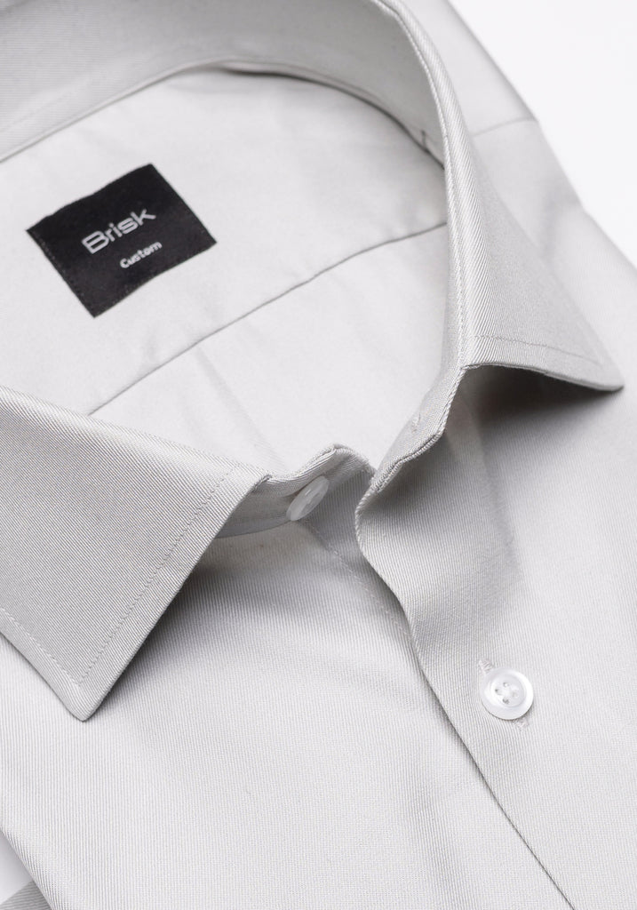 Light Grey Twill Pima Cotton Shirt - Cutaway Classic Collar