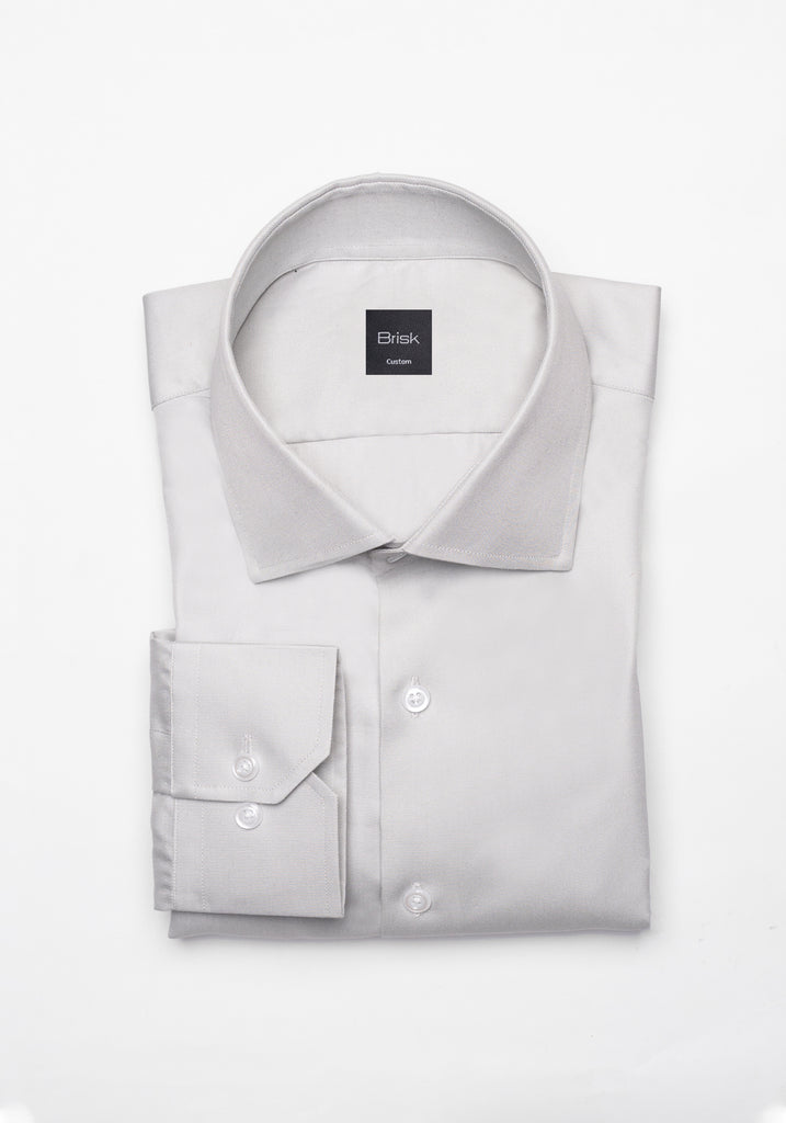 Light Grey Twill Pima Cotton Shirt - Cutaway Classic Collar