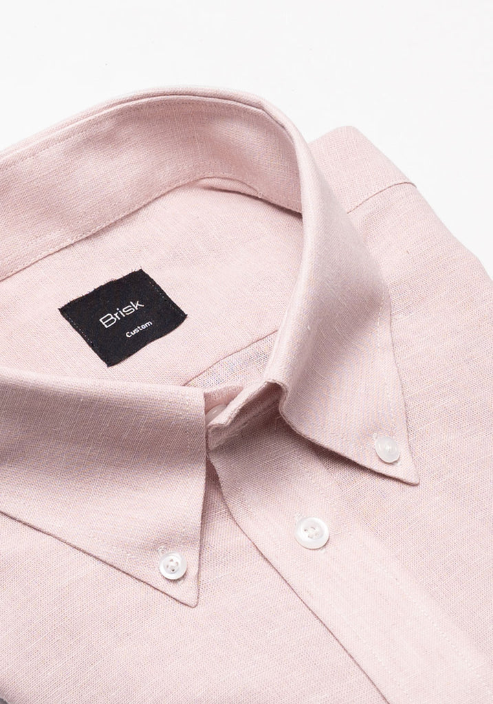 Light Pink Cotton-Linen Shirt - Button Down Collar