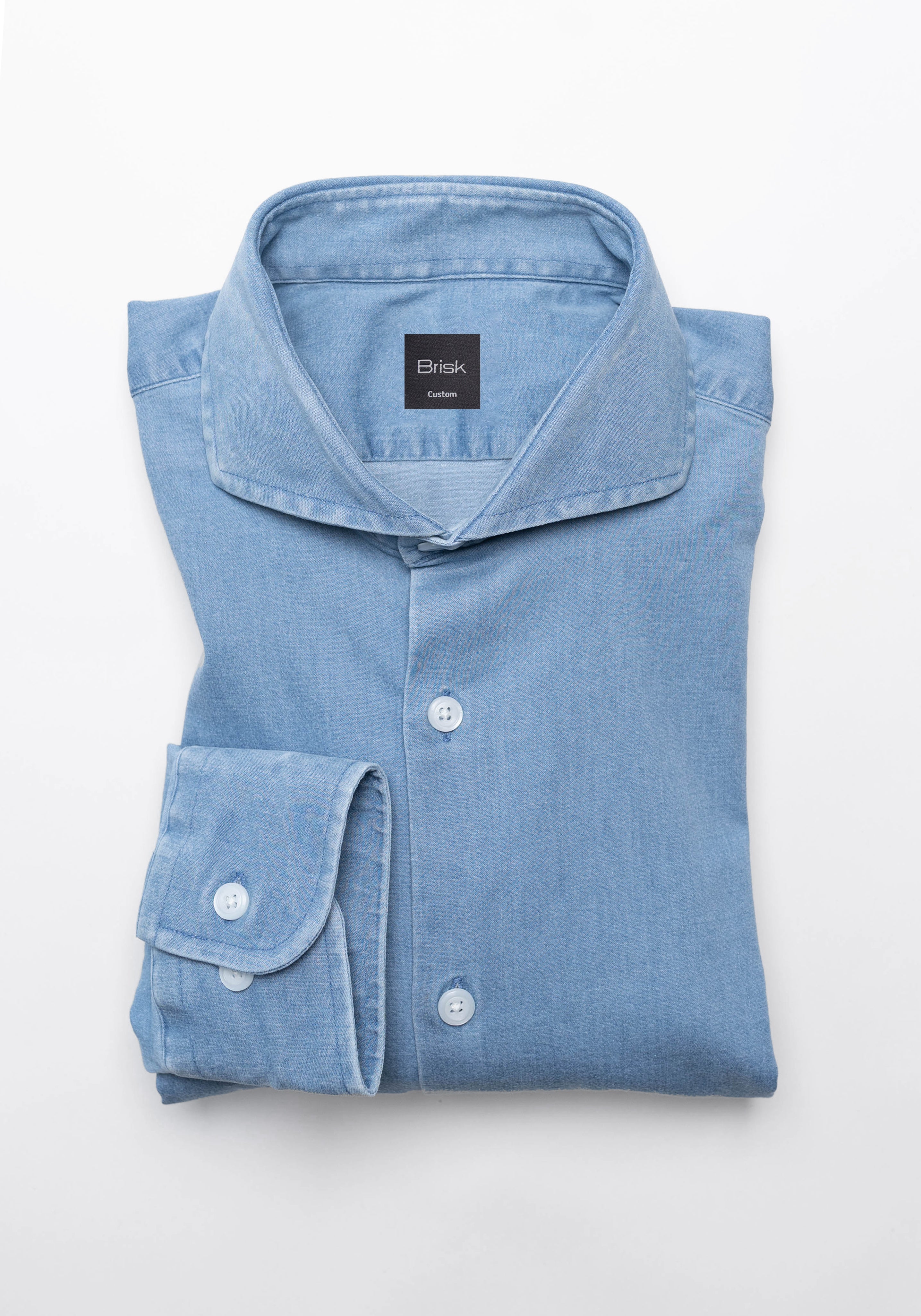 Light Wash Denim Shirt - Cutaway Extreme Collar 14.5 / Slim Light Wash Denim Shirt - Cutaway Extreme Collar 14.5 / Slim