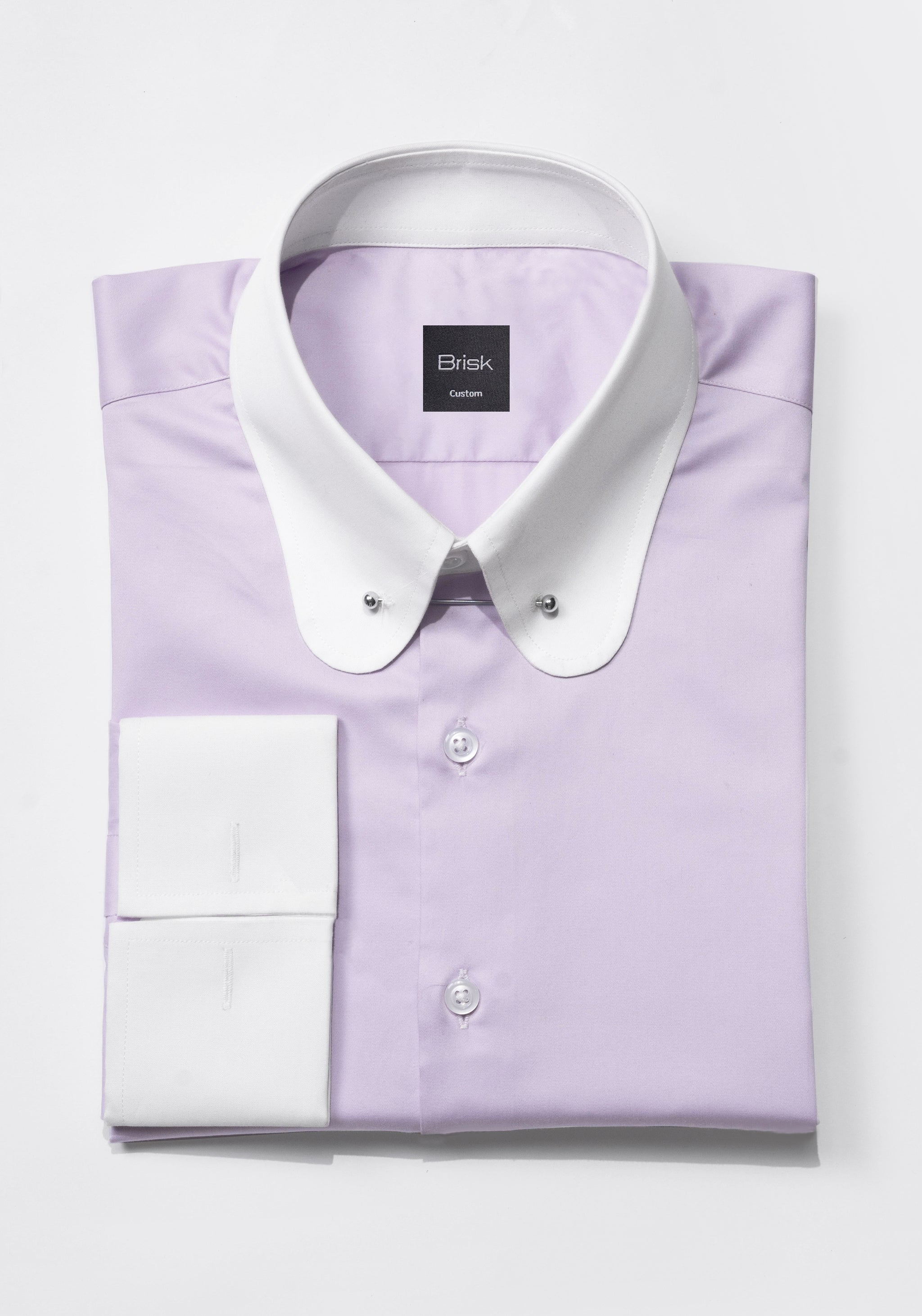 Lilac Easy-Care Sateen Club Pin Collar Shirt 15.5 / Regular