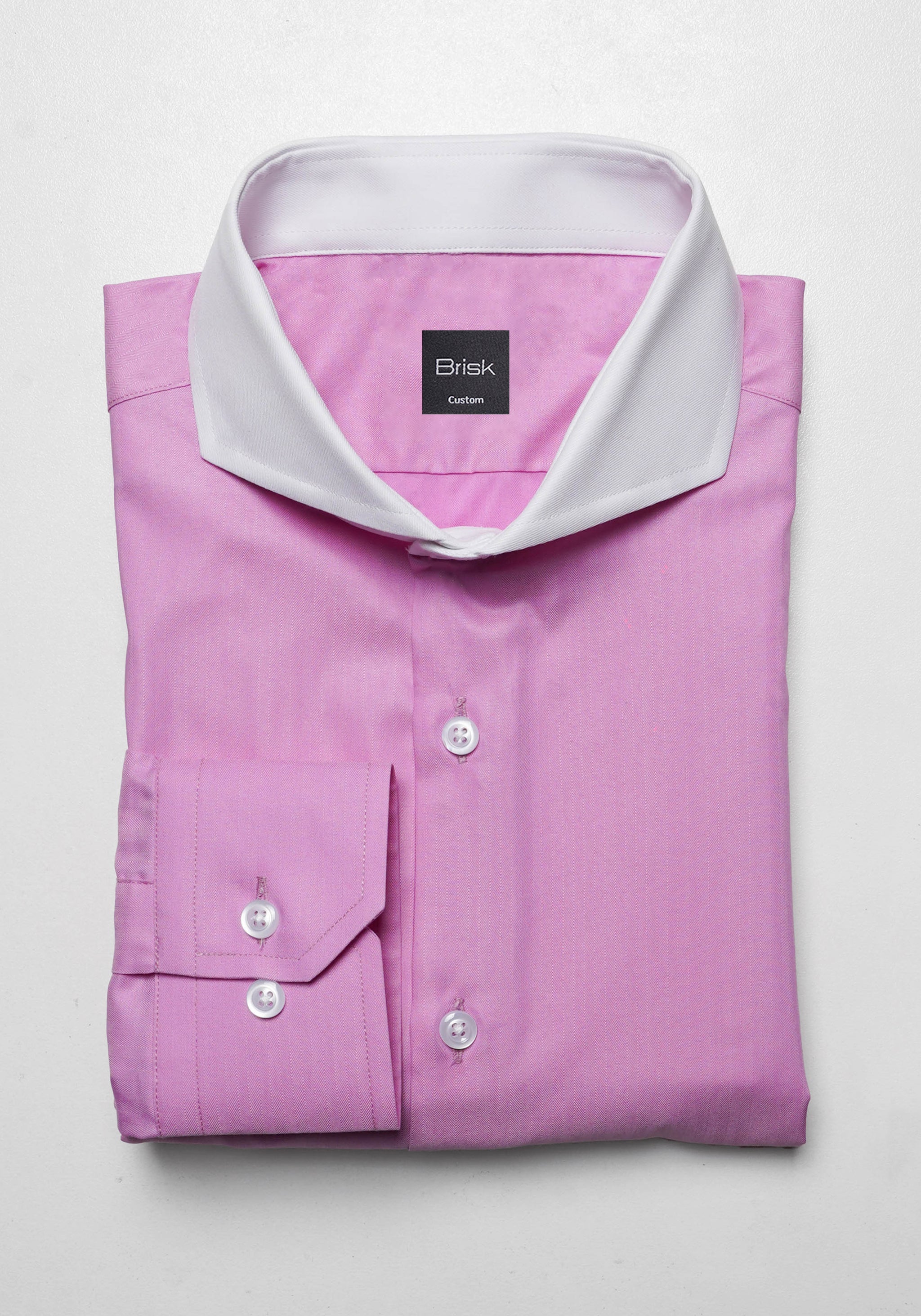 Magenta Herringbone Cotton-Poly Shirt 18 / Regular