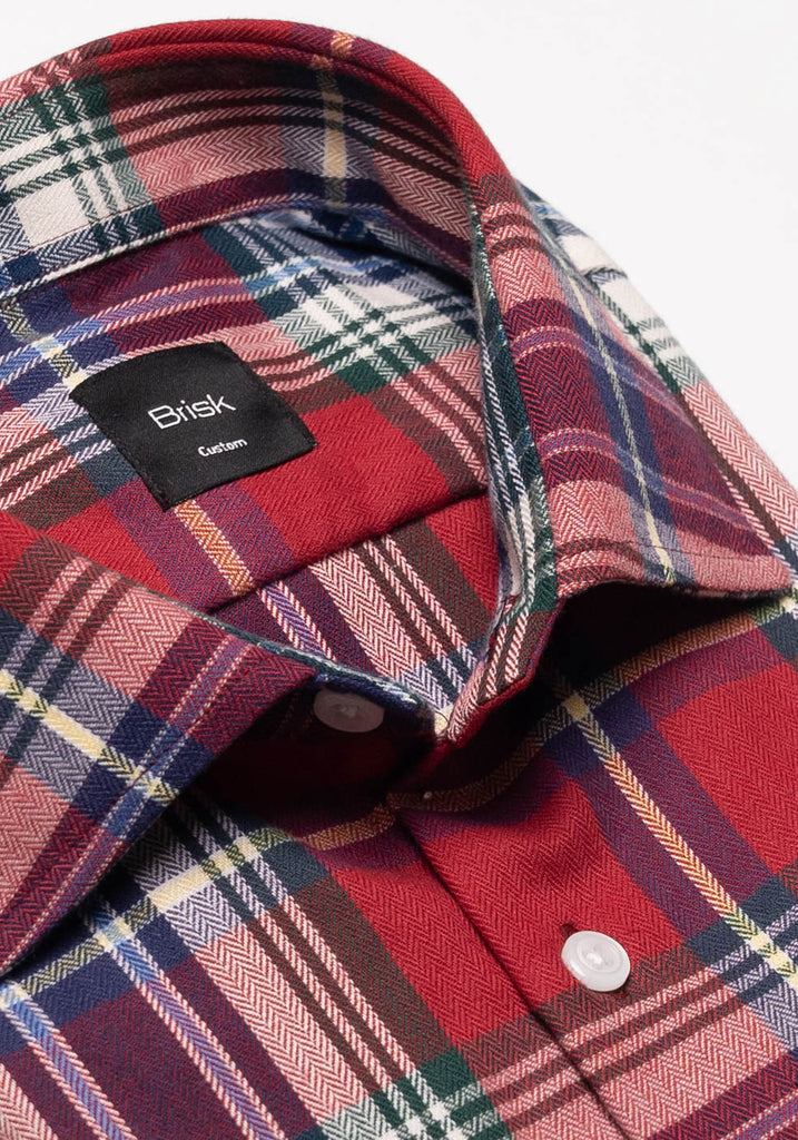 Multi Color Heavy Weight Herringbone Tartan Flannel Shirt-1