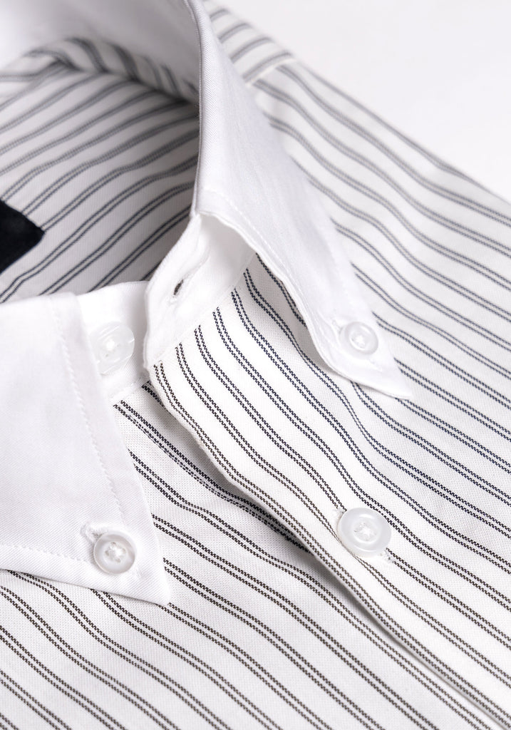 Black On White Oxford Stripes Shirt - Button Down