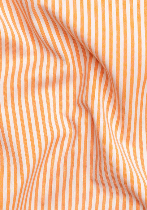 Orange Performance Bi-Stretch Stripes - Wrinkle Free