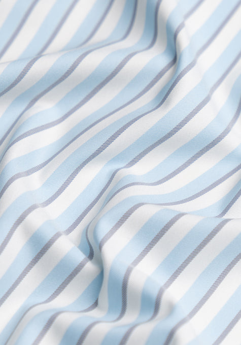 Sky Blue Performance Stretch Stripes - Wrinkle Free