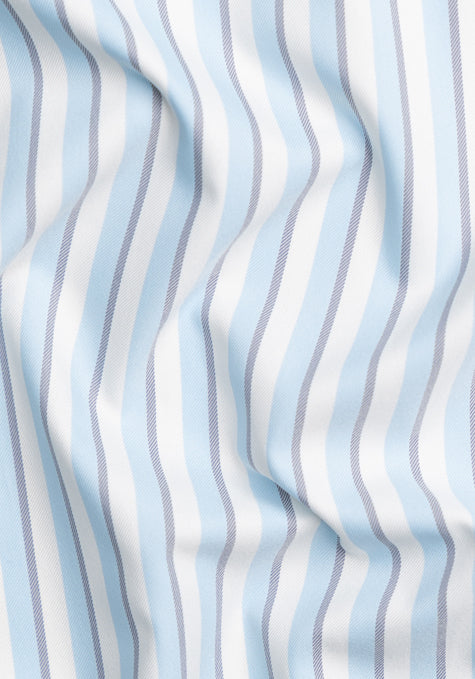 Sky Blue Performance Stretch Stripes - Wrinkle Free