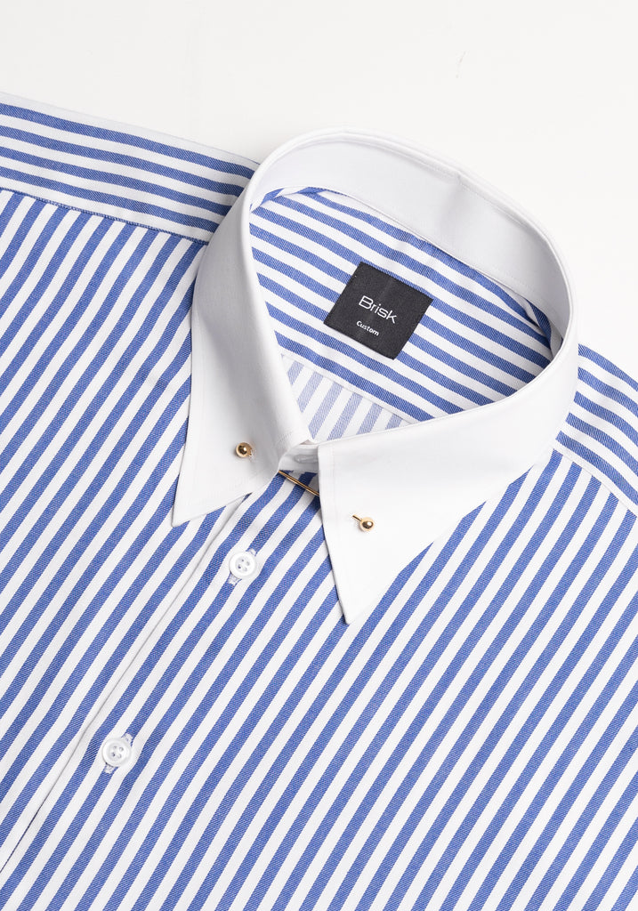 NavyBengalTwillStripesPimaCottonShirt-WhiteClassicGoldenPinCollar_FrenchCuffs_1