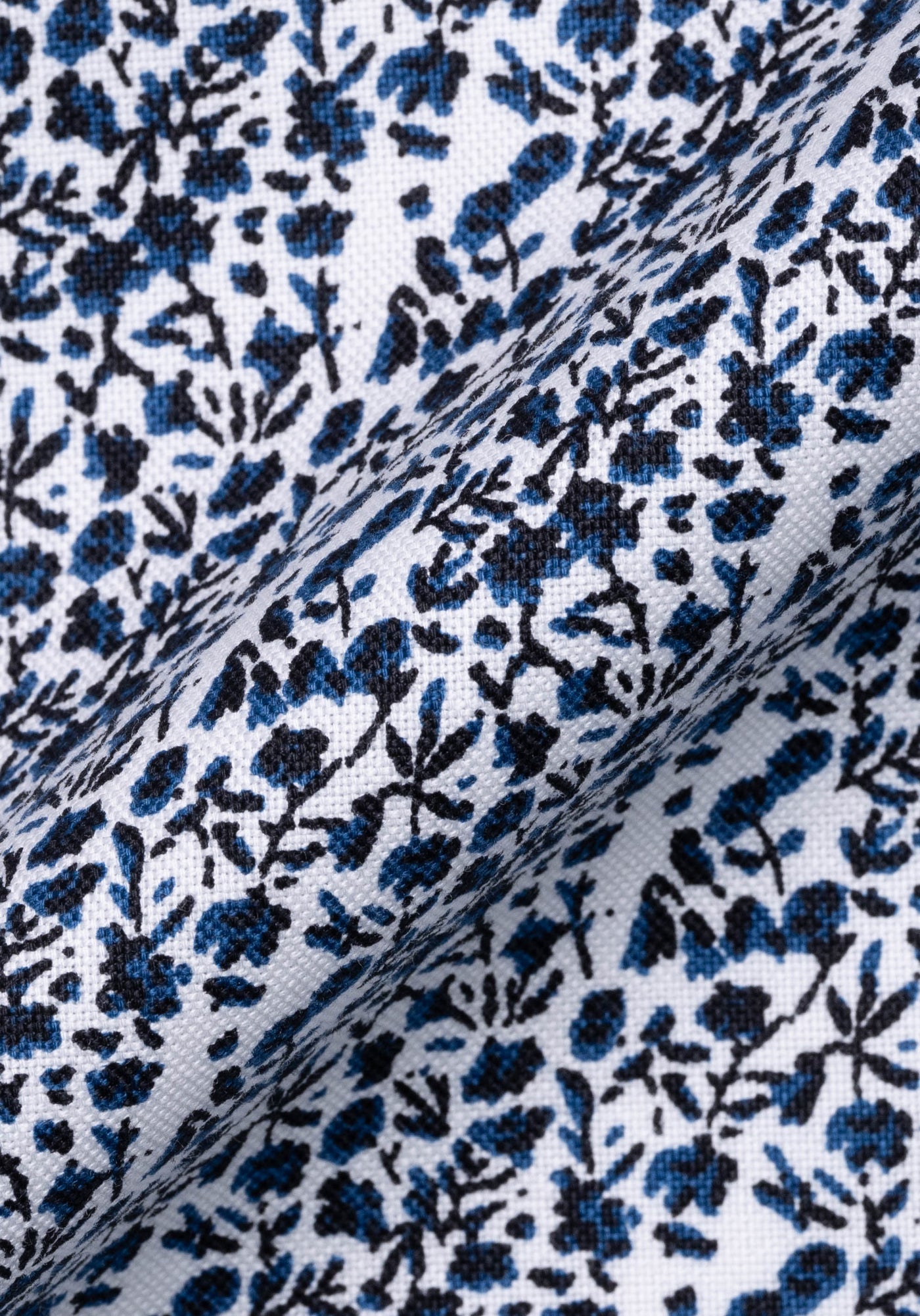 Navy Black Floral Print Pinpoint-Wrinkle Resistant
