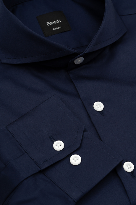 Navy Blue Easy-Care Sateen Shirt