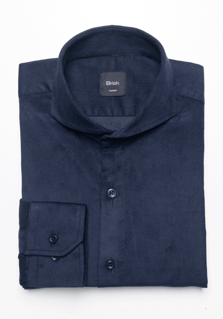 Navy Blue Fine Wale Corduroy Shirt