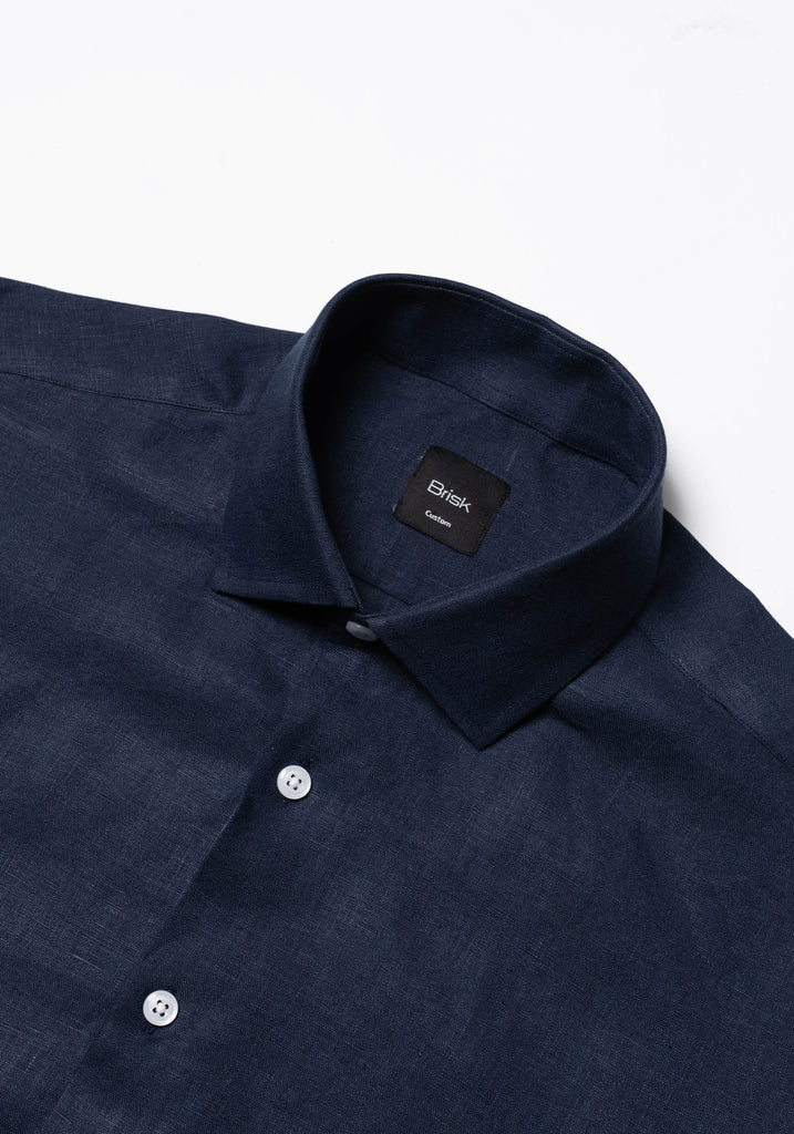 Navy Blue Linen Shirt