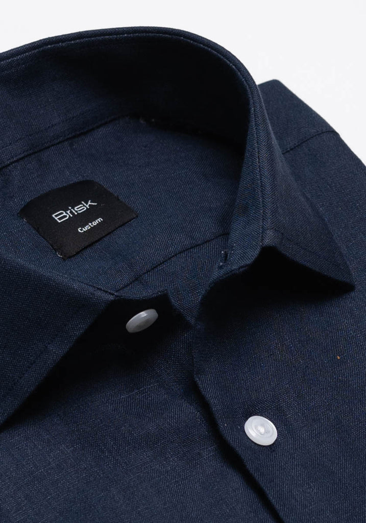 Navy Blue Linen Shirt