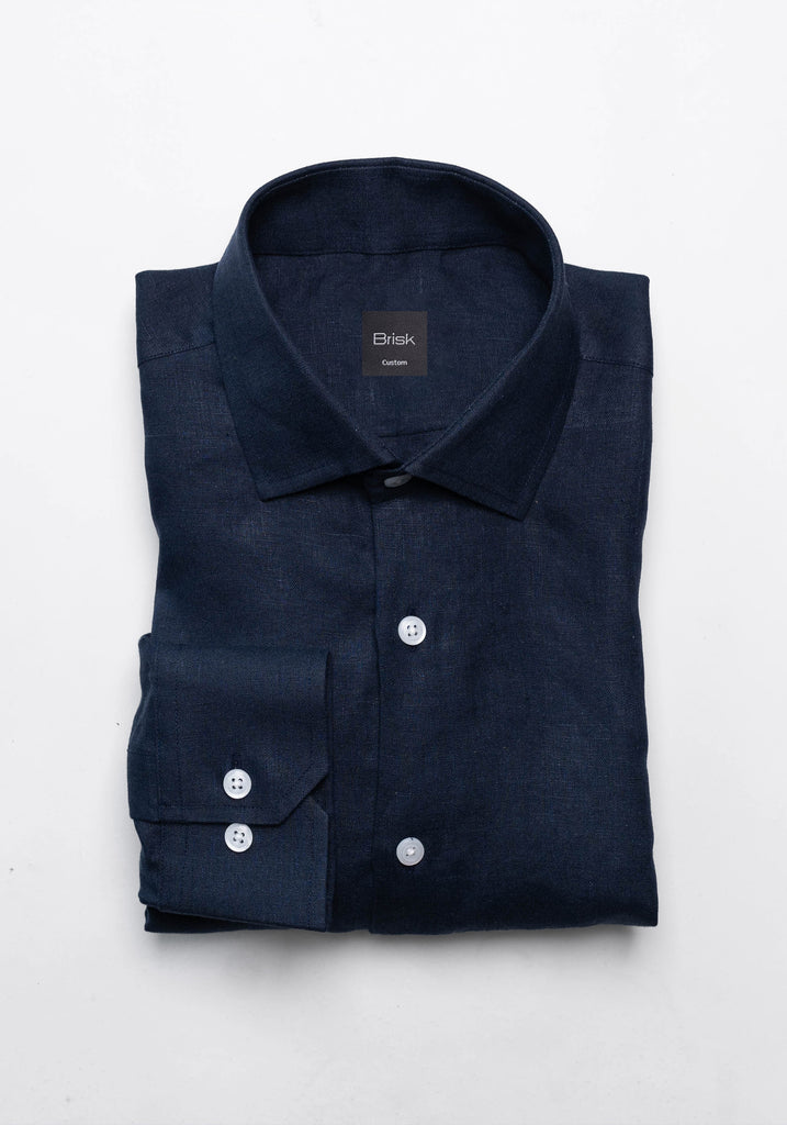 Navy Blue Linen Shirt