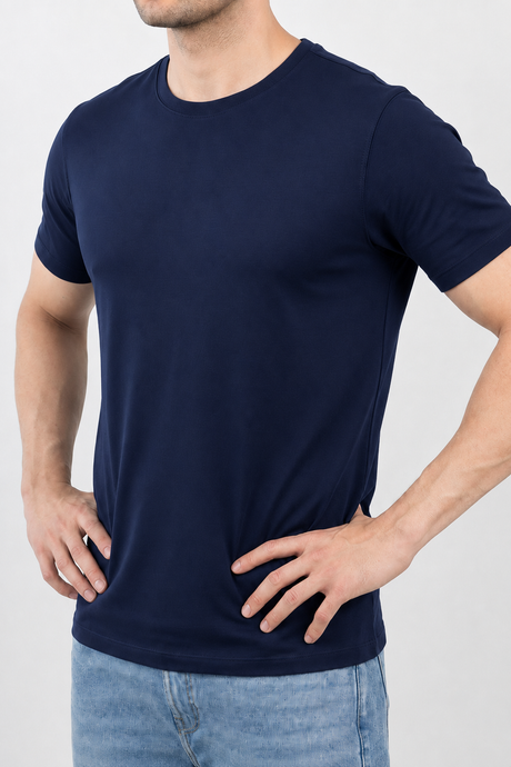 Navy Blue Pima Cotton Crew T-Shirt