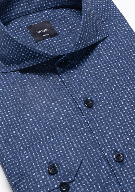 Navy Blue Print-Easy Care Shirt-1