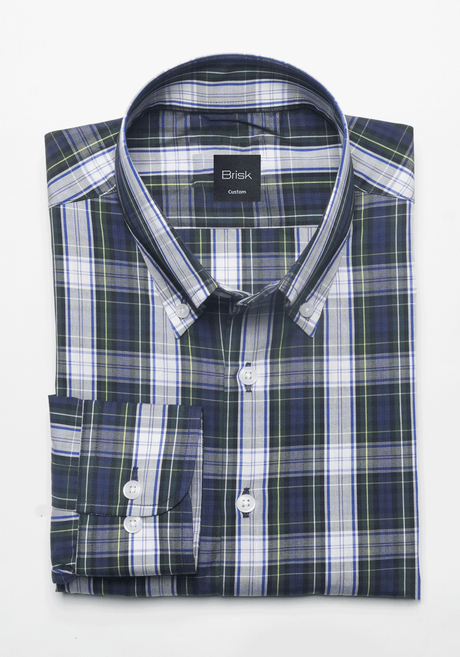 Navy Green Tartan Plaid Shirt