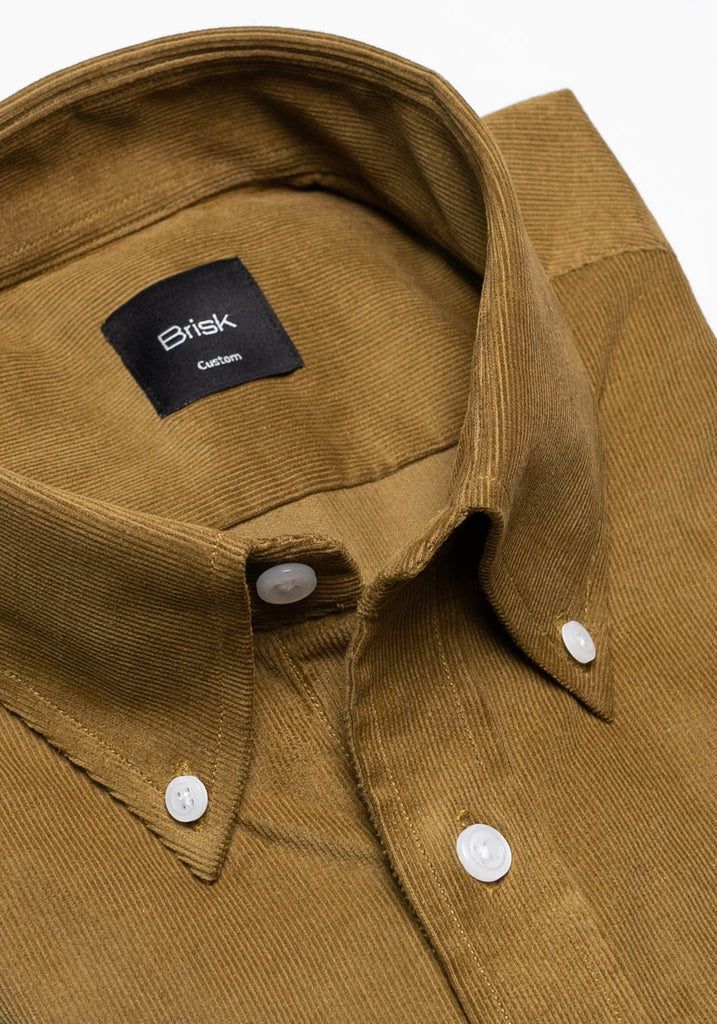 Olive Green Soft Corduroy Shirt - Button Down