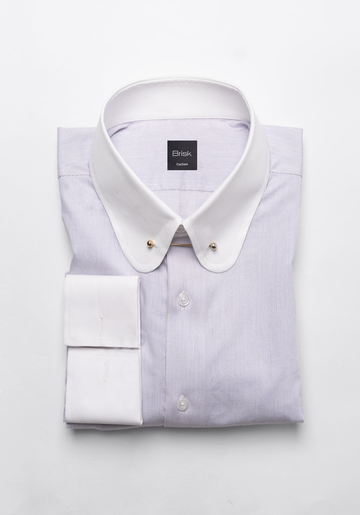 collar pin dress shirt WHITE Ismail Farid The club pin collar adds a touch of elegance Men's White Extra Slim Pin