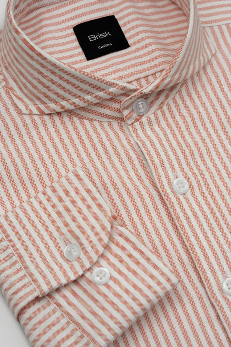 Peach Striped Oxford Two-Ply Shirt-1