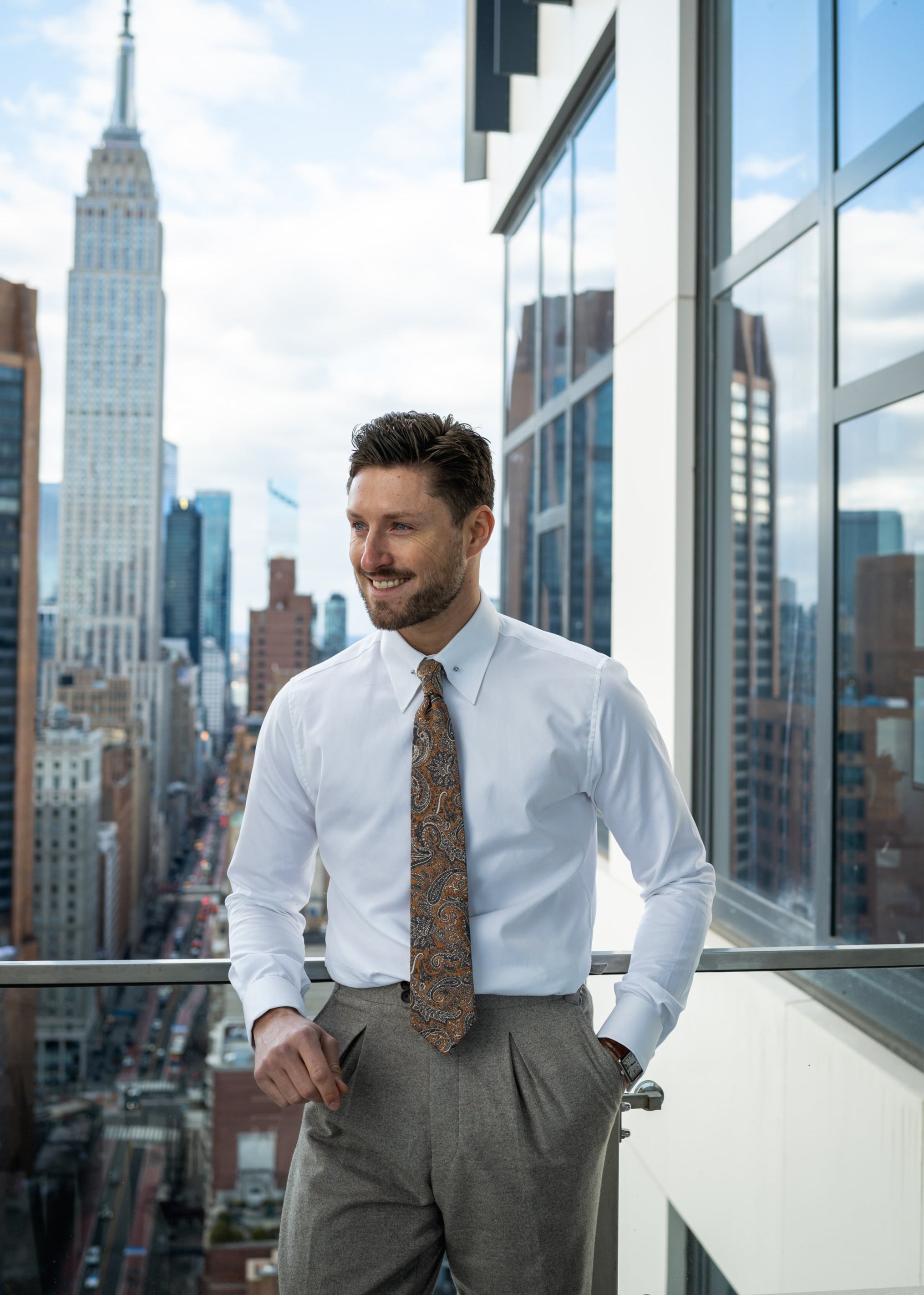 Pearl White Twill Pima Cotton Shirt